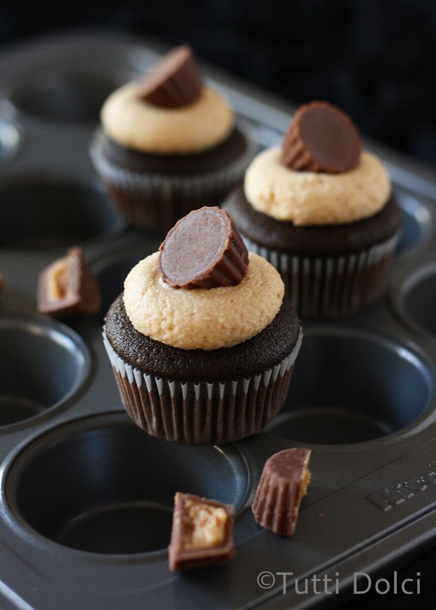 Mini Chocolate & Peanut Butter Cupcakes