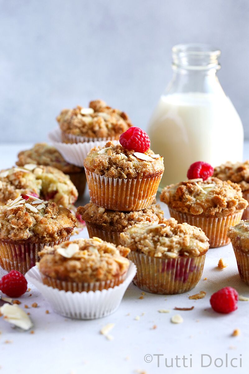 Raspberry Almond Crumb Muffins
