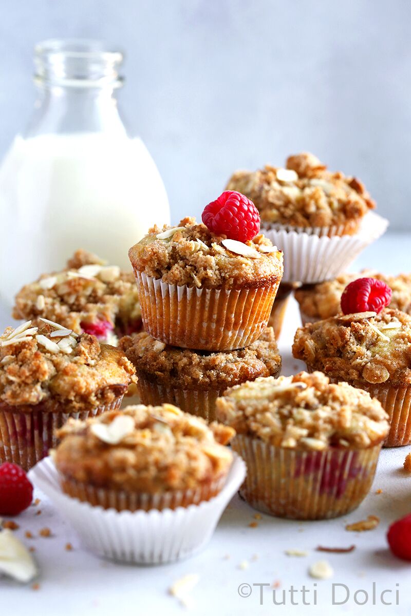 Raspberry Almond Crumb Muffins
