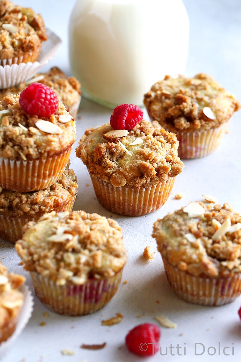 Raspberry Almond Crumb Muffins
