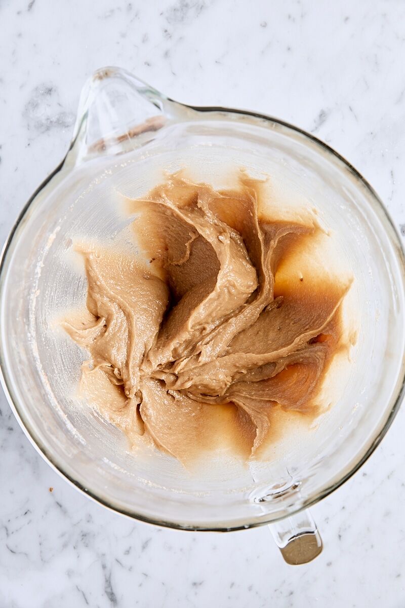 Oil and vanilla extract mixed into batter