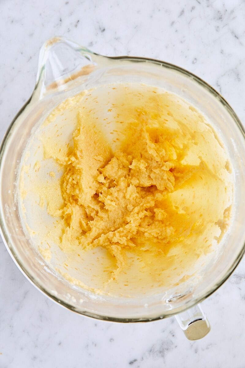 Large egg, egg yolk, and vanilla mixed into snickerdoodle dough
