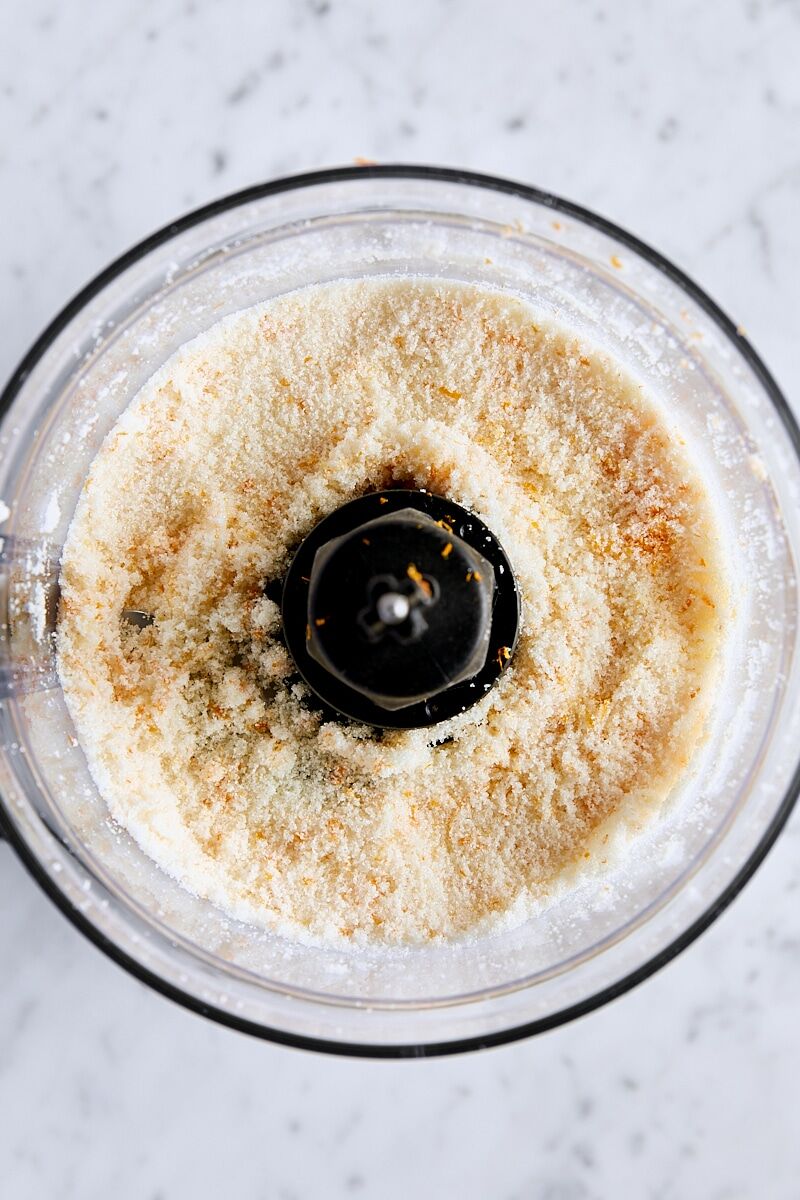 Pulsed orange-sugar in food processor