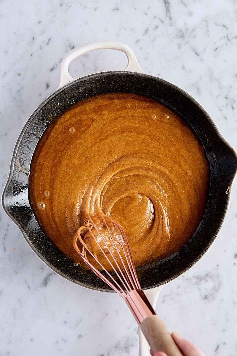 Egg, egg yolk, and vanilla whisked into dough
