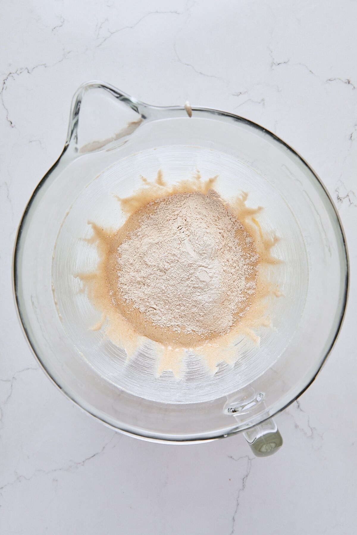 Dry ingredients added to batter