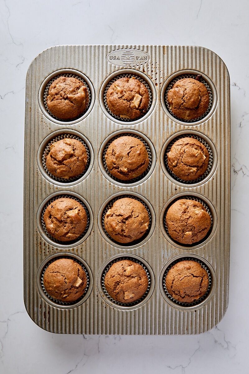 Baked muffins in muffin pan