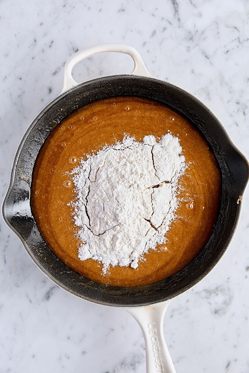 Dry ingredients added to dough