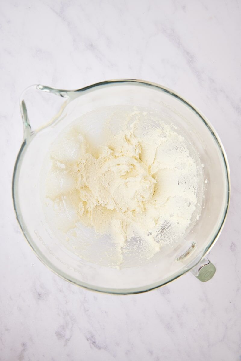 Butter and sugar mixed together until light and fluffy