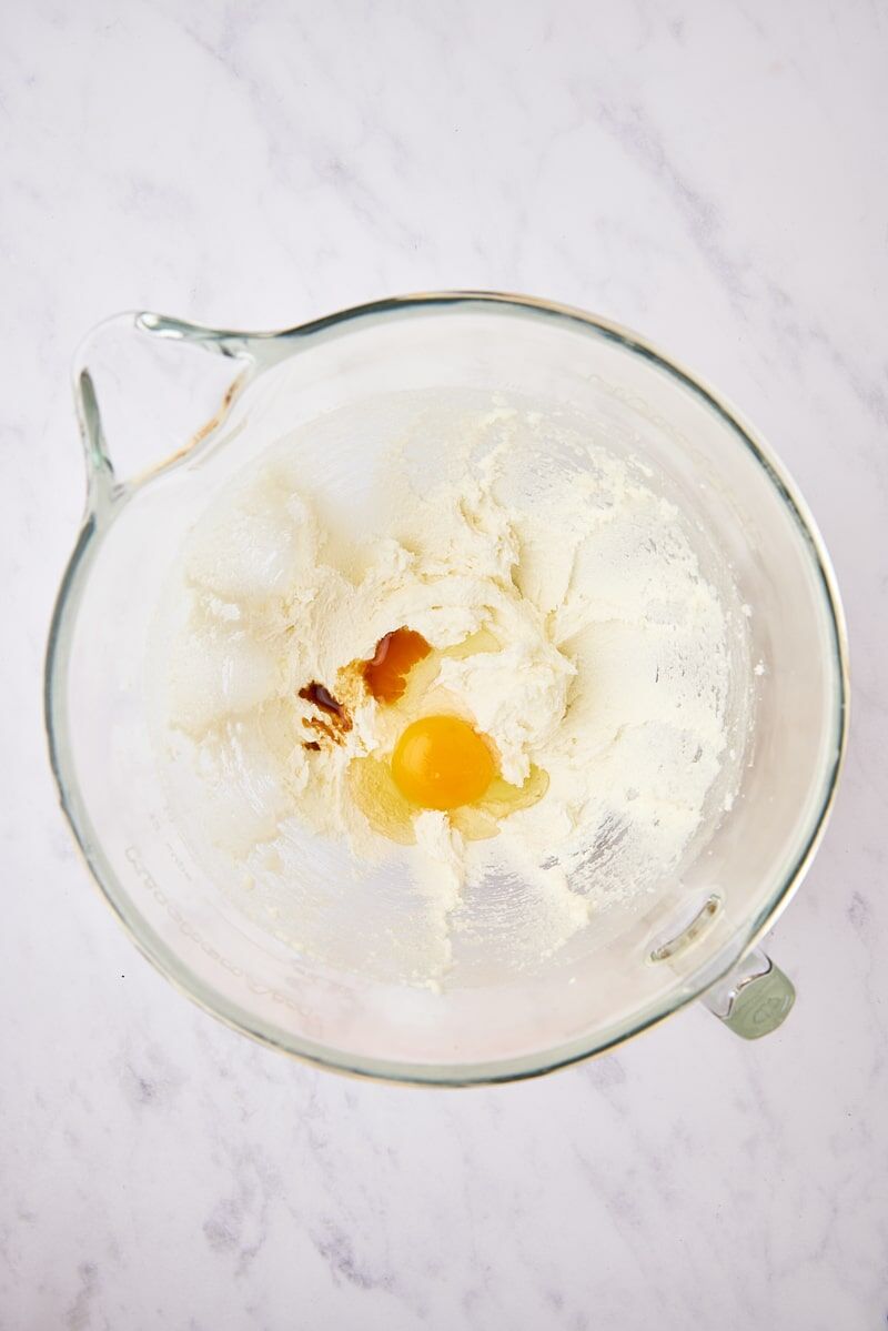 Egg and vanilla added to batter