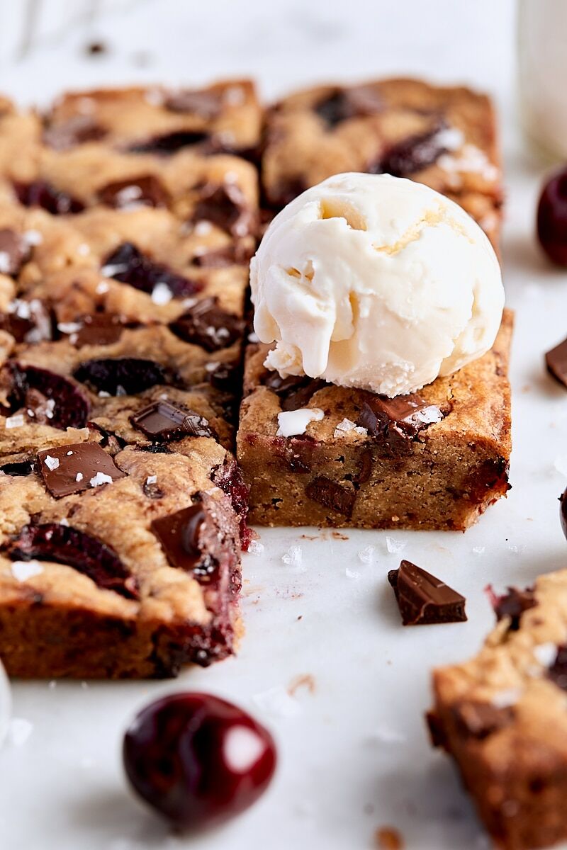 Brown Butter Cherry Chocolate Blondies