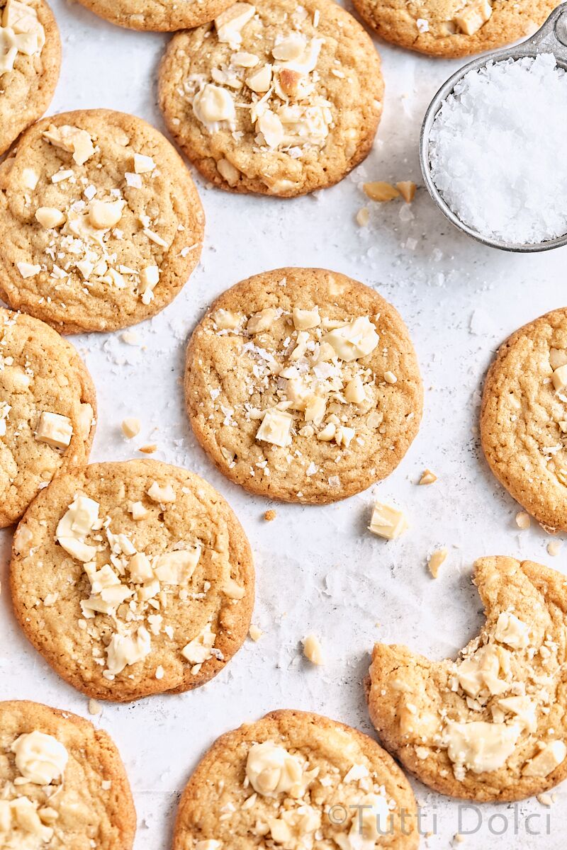 Salted White Chocolate Macadamia Cookies