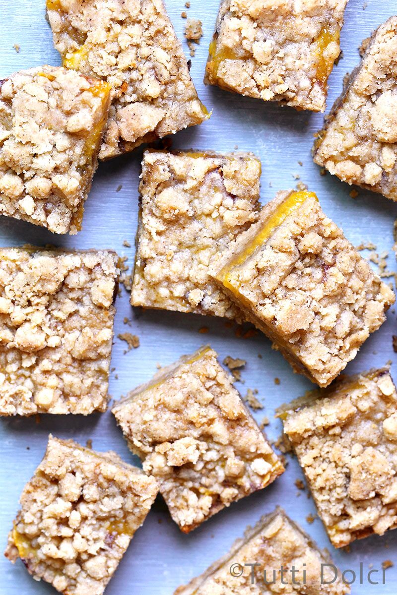 Brown Butter Peach Crumb Bars