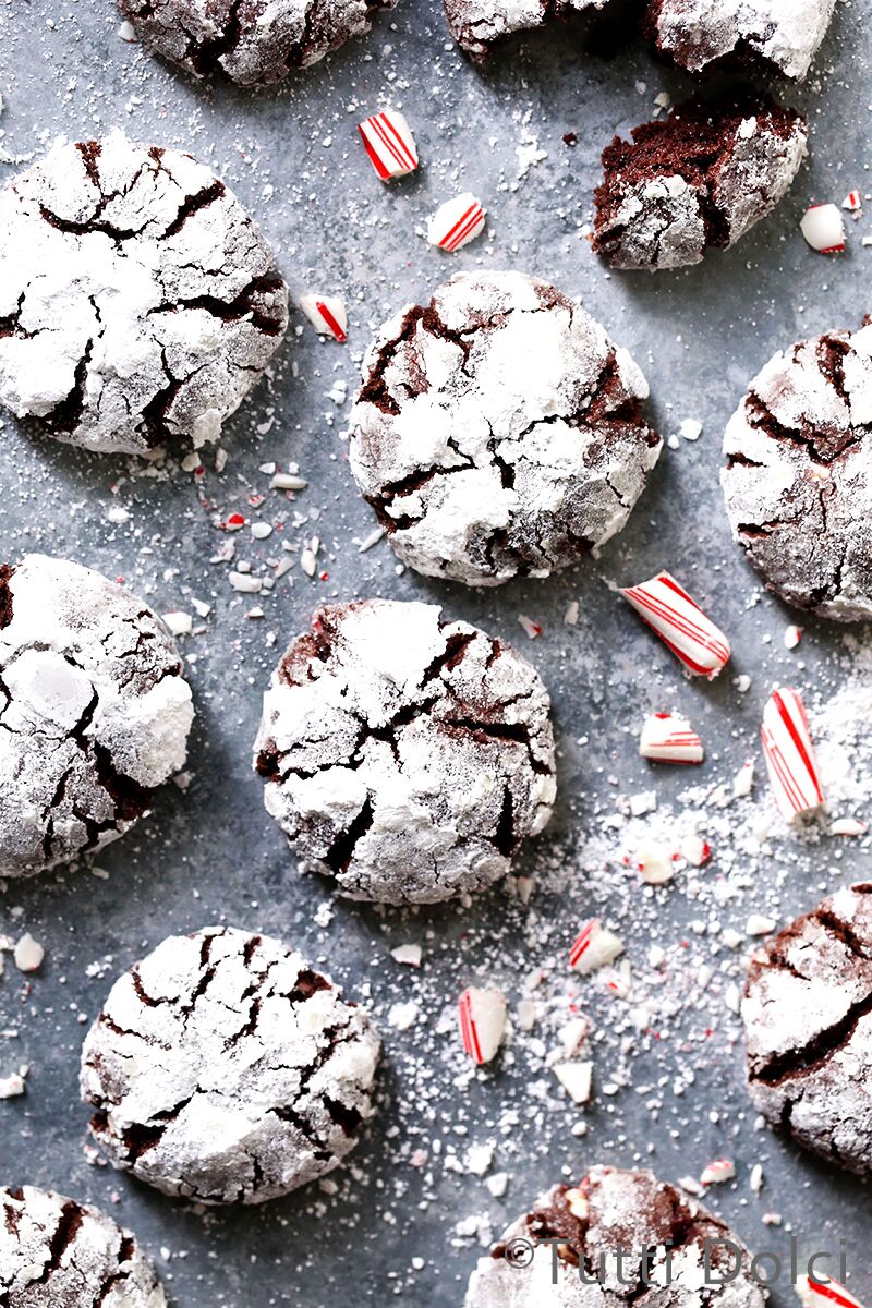 Chocolate Peppermint Crinkle Cookies