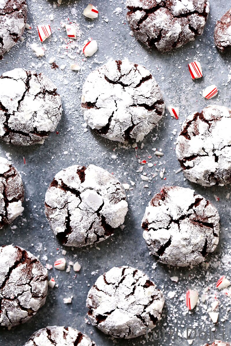 Chocolate Peppermint Crinkle Cookies