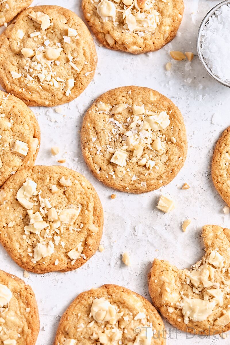 Salted White Chocolate Macadamia Cookies