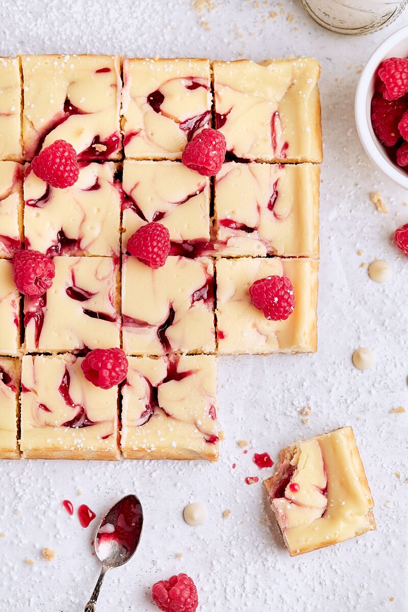 Raspberry White Chocolate Cheesecake Bars
