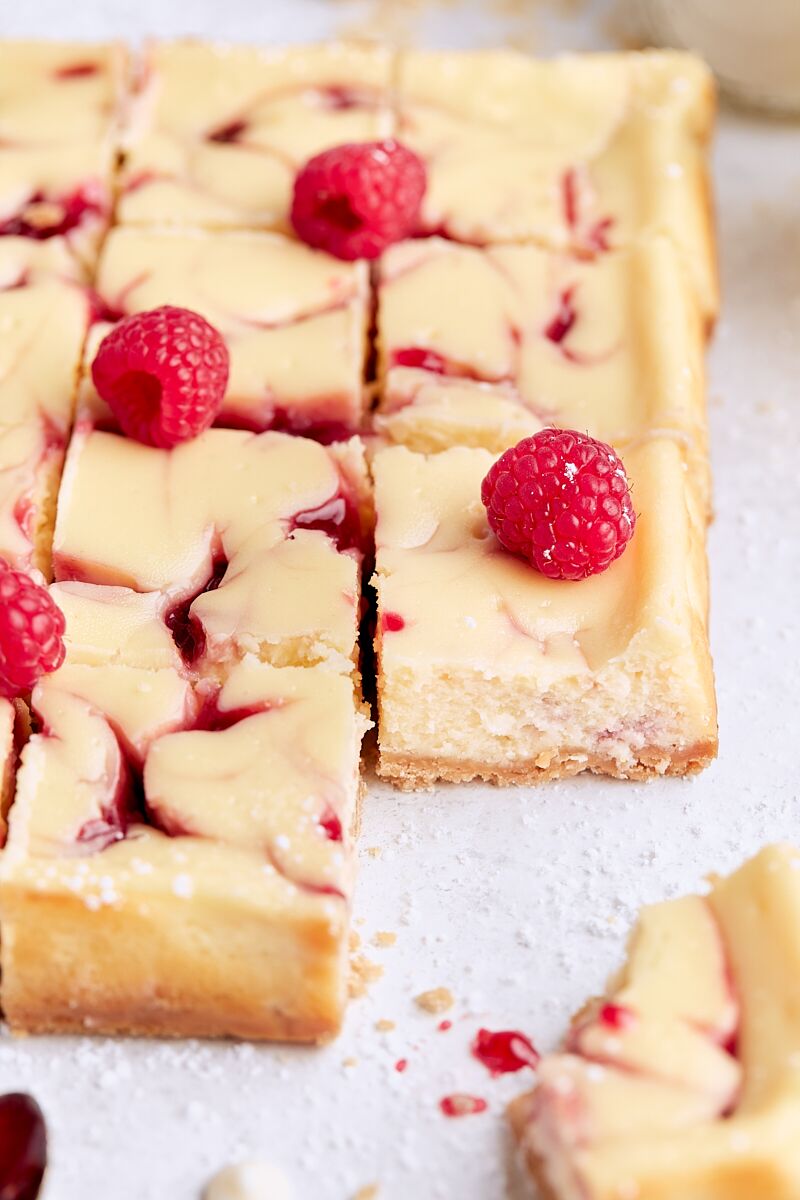 Raspberry White Chocolate Cheesecake Bars