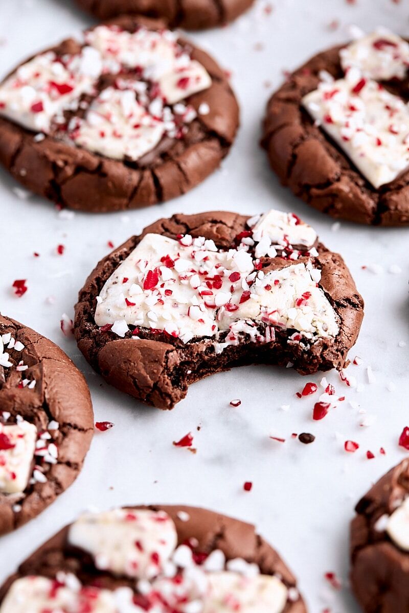 Peppermint Bark Brownie Cookies