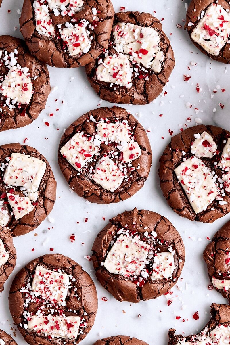 Peppermint Bark Brownie Cookies