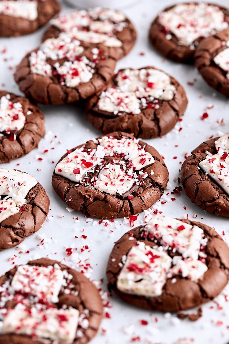 Peppermint Bark Brownie Cookies