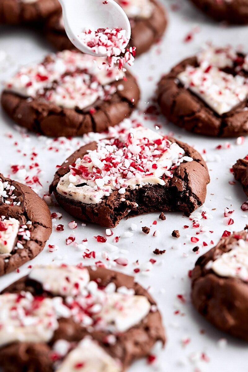 Peppermint Bark Brownie Cookies