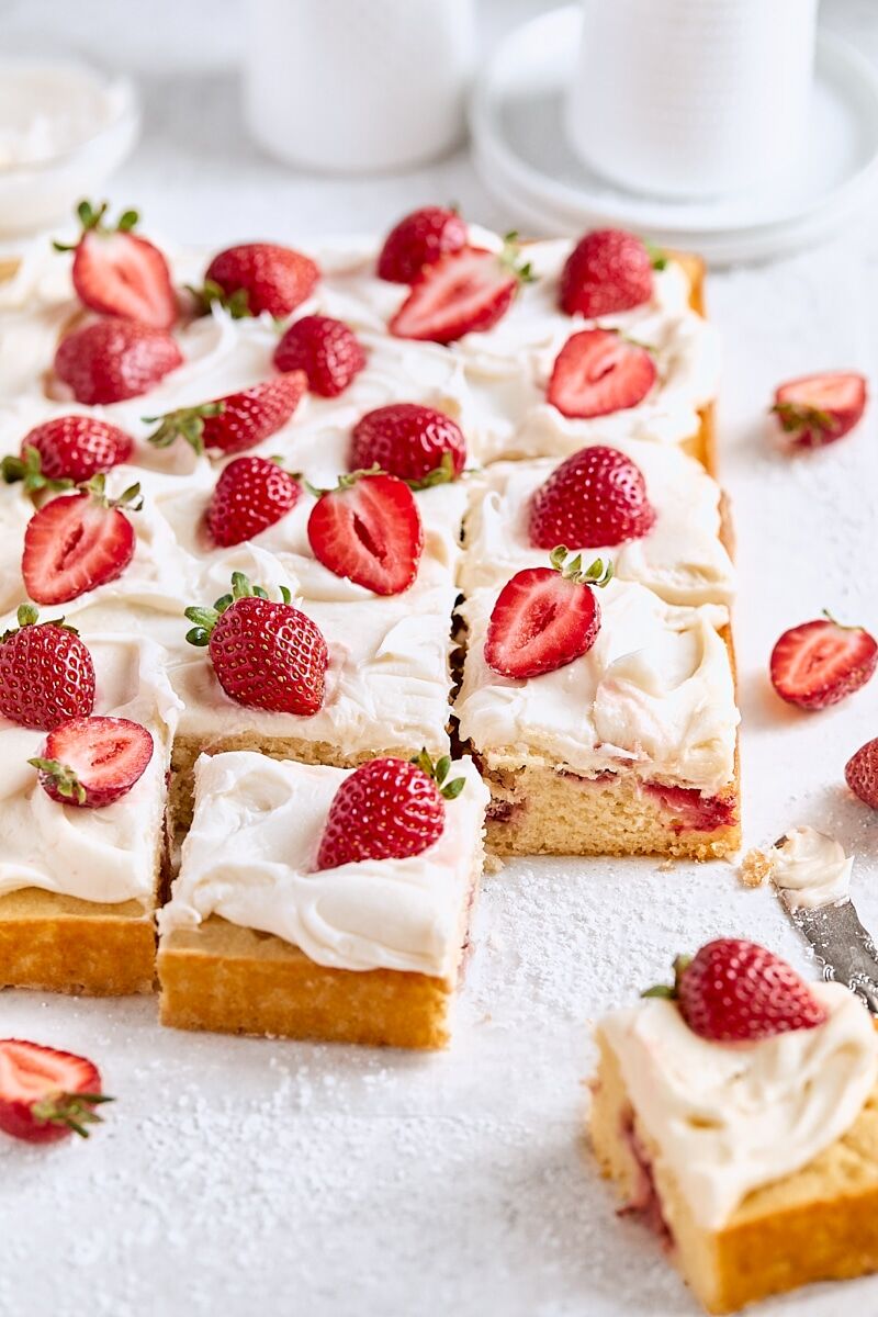 Strawberry Vanilla Sheet Cake