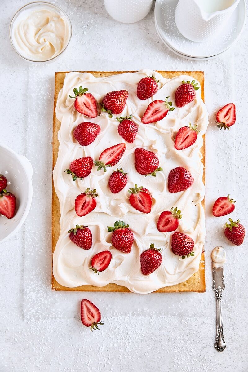 Strawberry Vanilla Sheet Cake