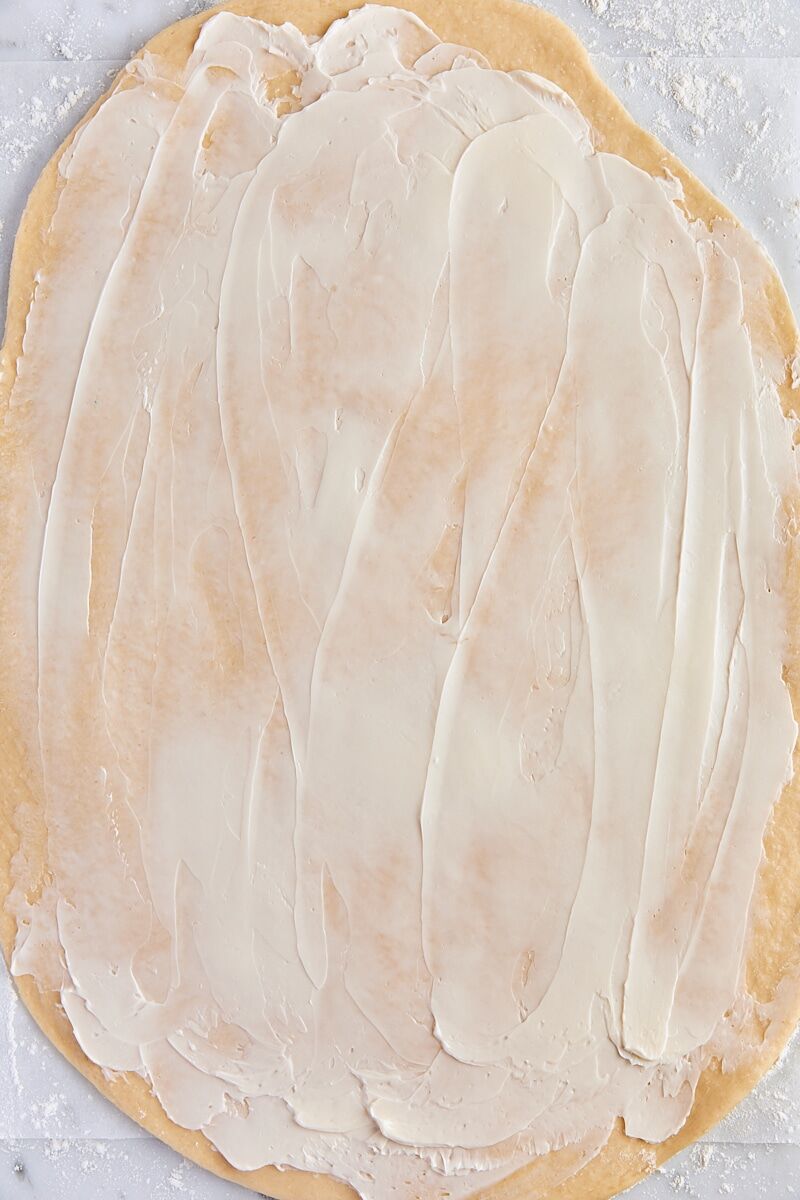 Dough rectangle topped with softened butter