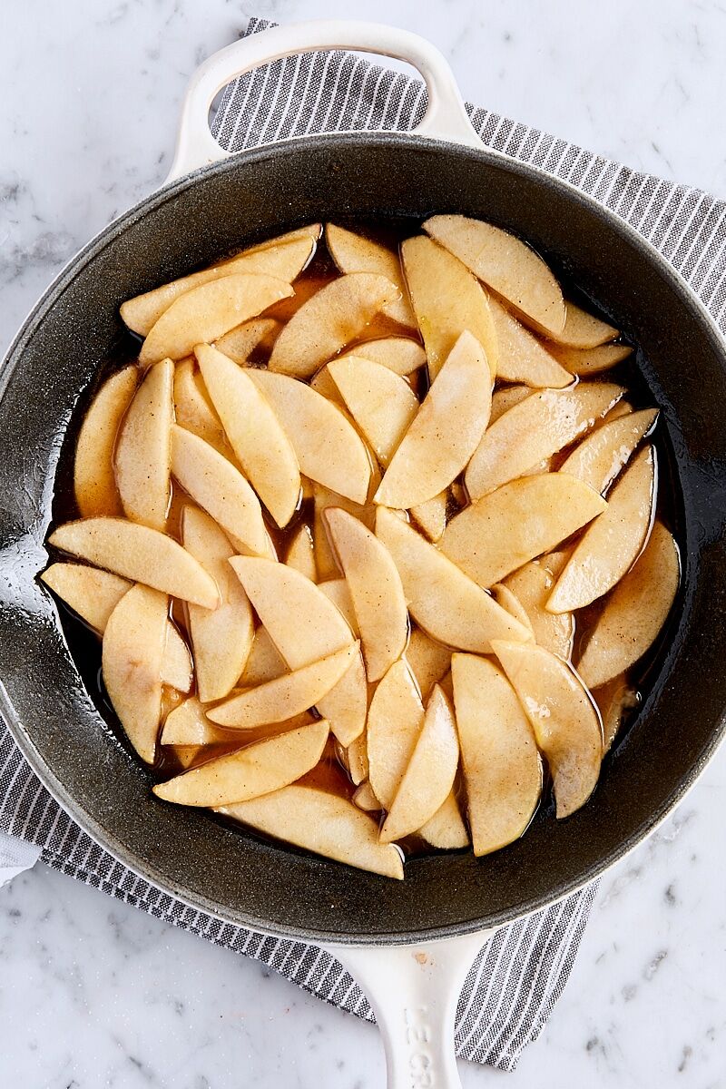 Caramelized apples in skillet
