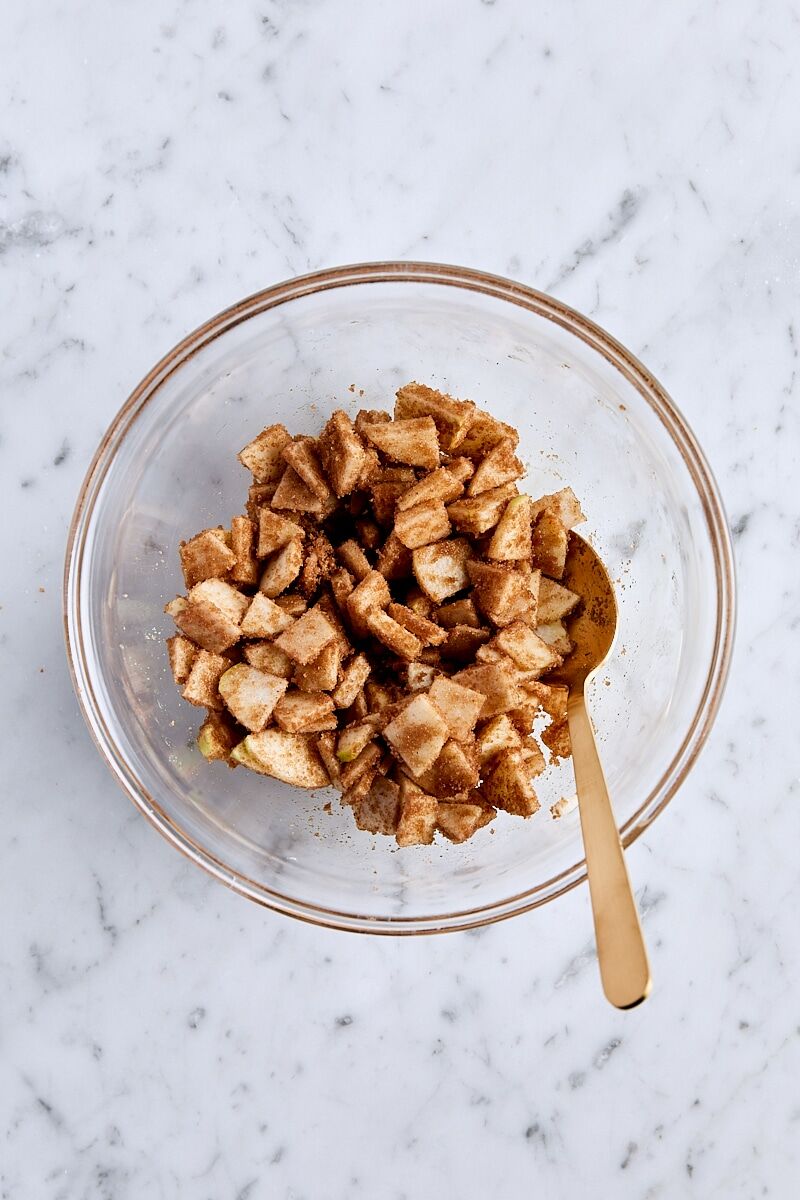 Apple-brown sugar mixture in small bowl