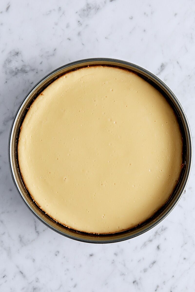 Baked cheesecake in springform pan
