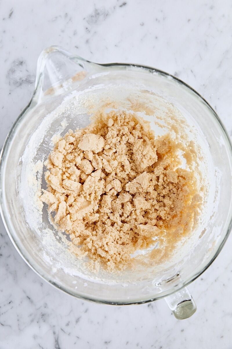 Flour incorporated into shortbread dough