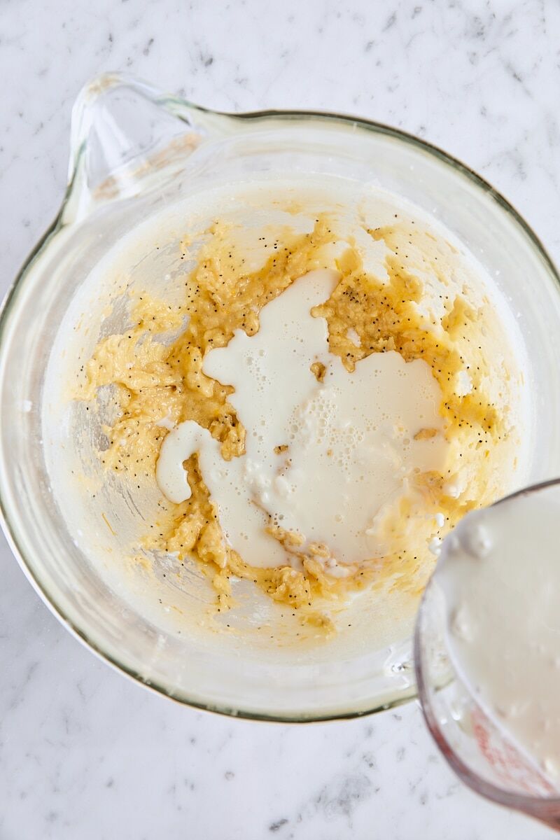 Buttermilk mixture added to batter