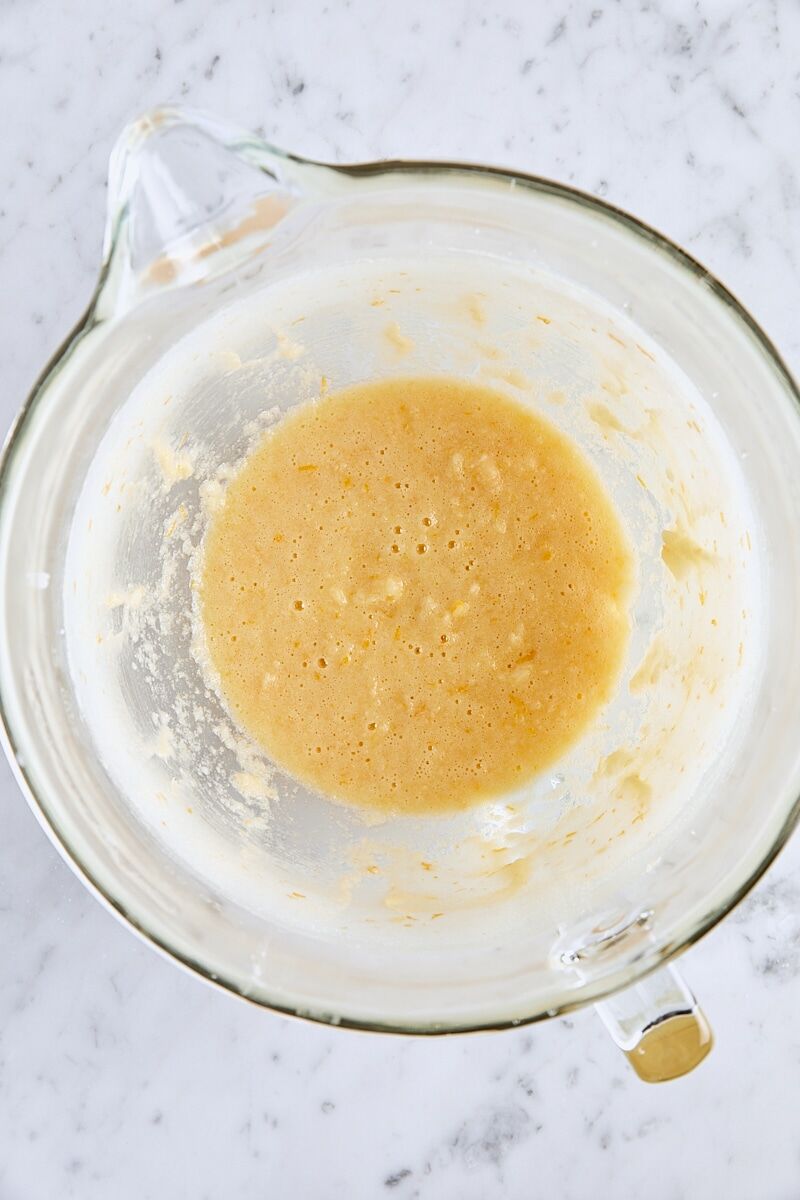 Eggs and vanilla mixed into batter