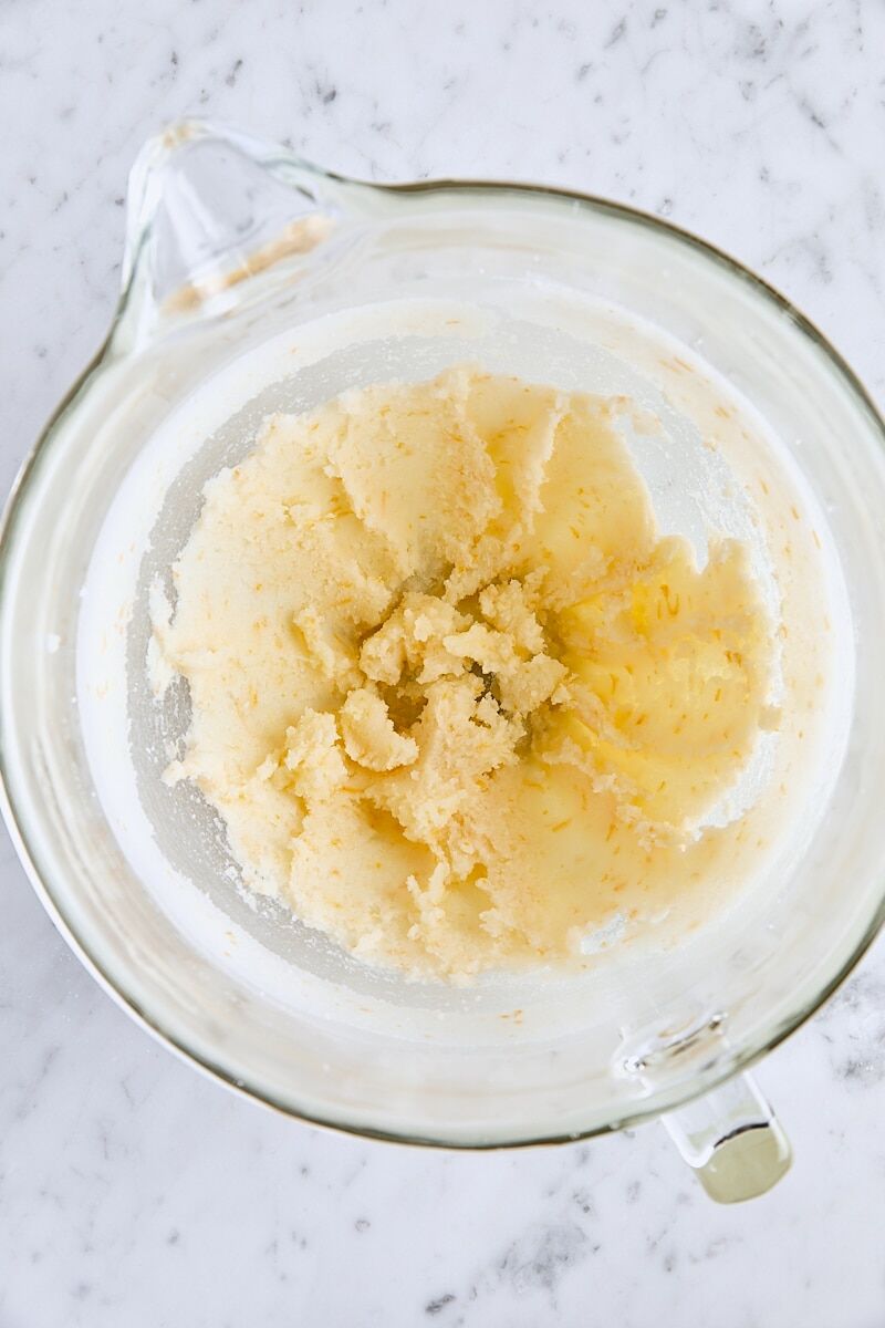 Butter and lemon-sugar mixed together until light and fluffy
