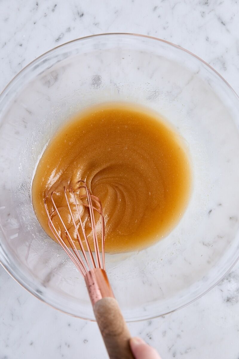 Melted butter mixture whisked together in large glass bowl