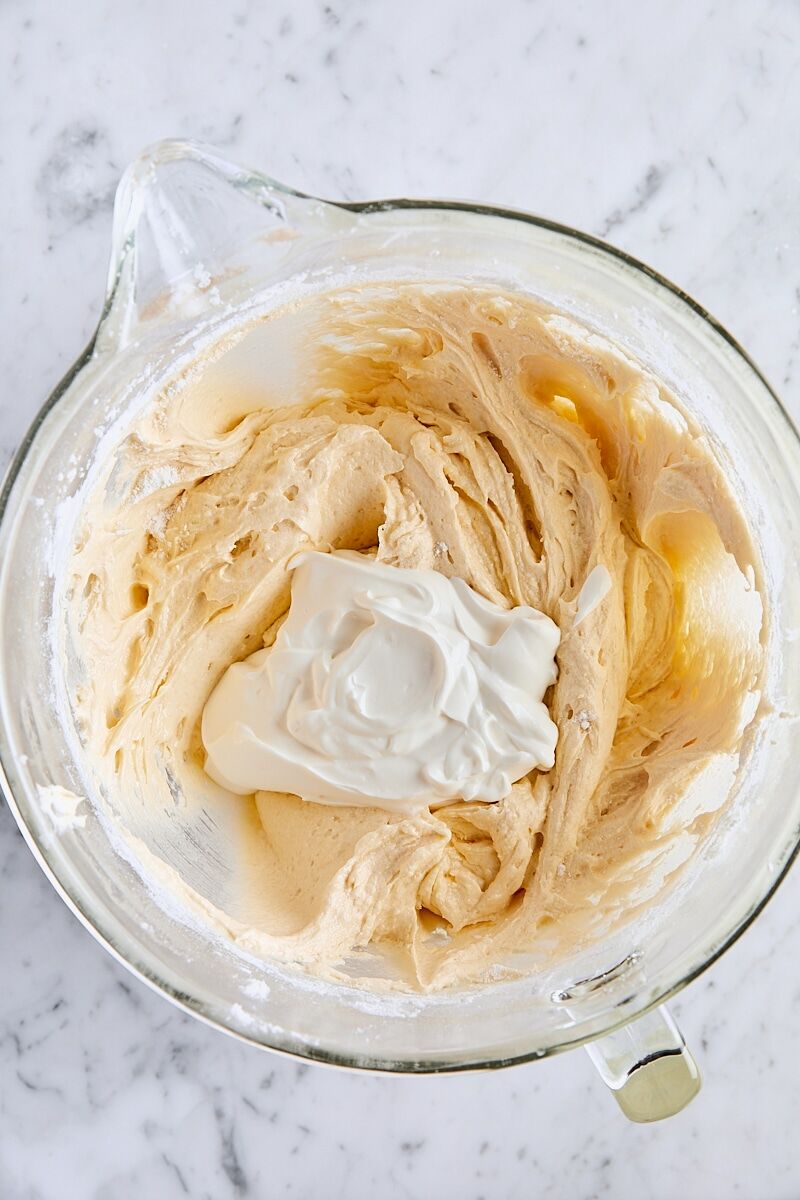 Sour cream added to pound cake batter