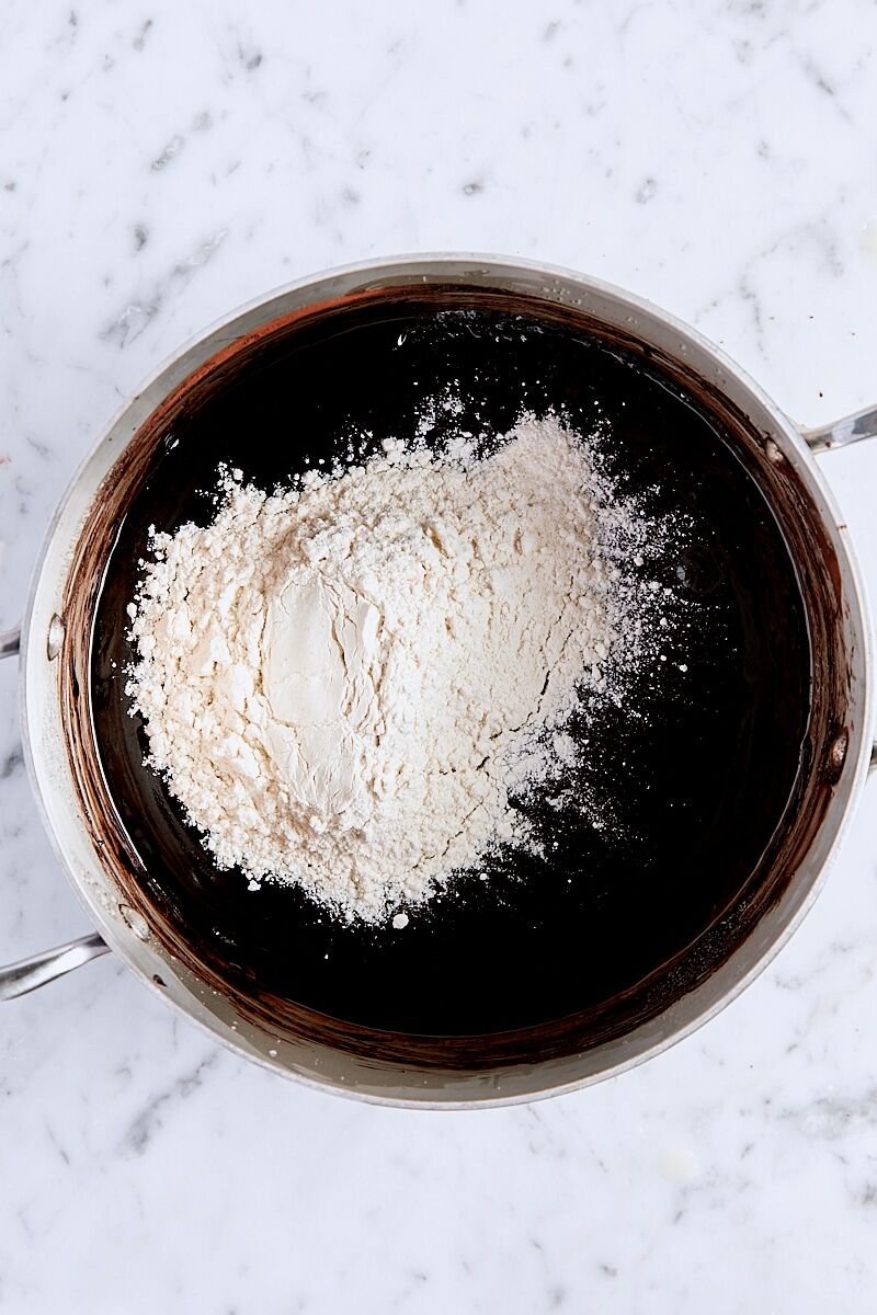 All-purpose flour added to brownie batter