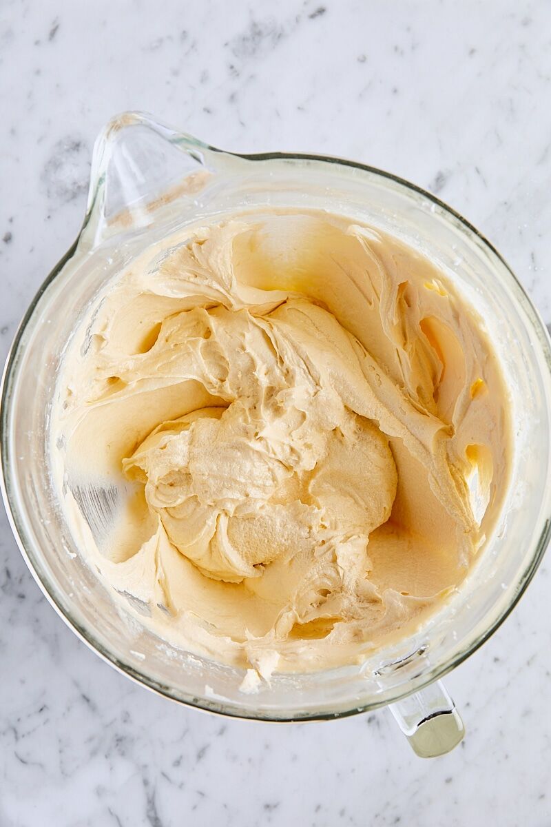 Eggs, egg yolks, vanilla, and almond extract incorporated into batter