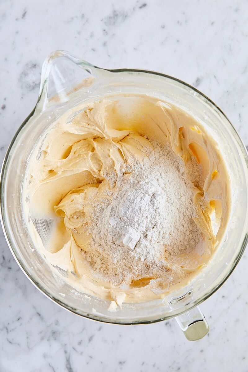 Sifted cake flour added to batter