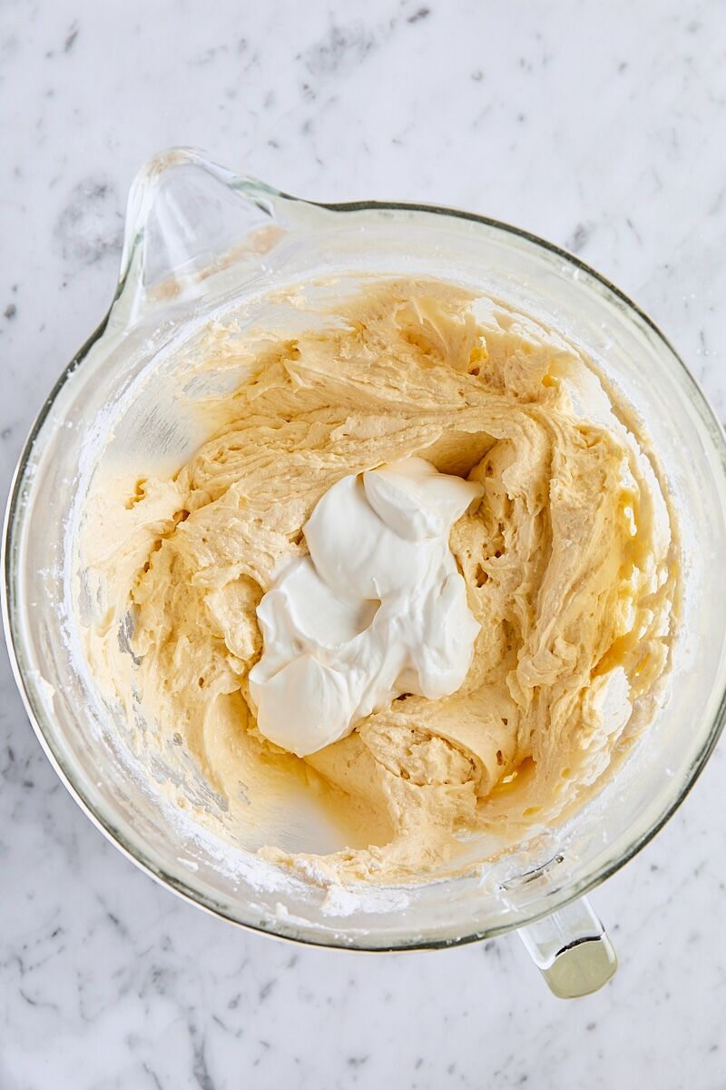 Sour cream added to pound cake batter
