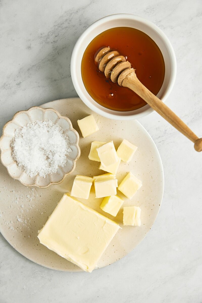 Butter, wildflower honey, and flaky salt