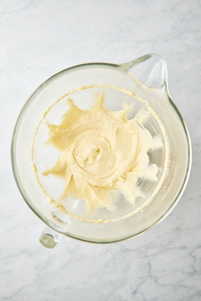 Eggs and vanilla mixed into batter
