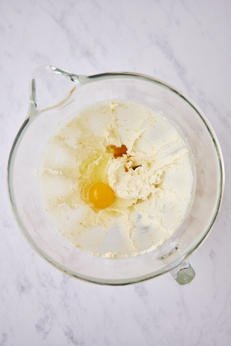 Egg and vanilla added to muffin batter