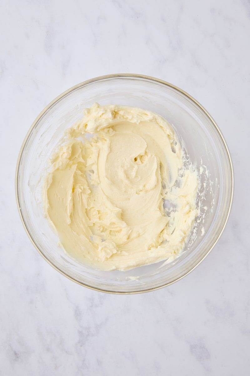 Cream cheese, butter, and granulated sugar mixed together until smooth