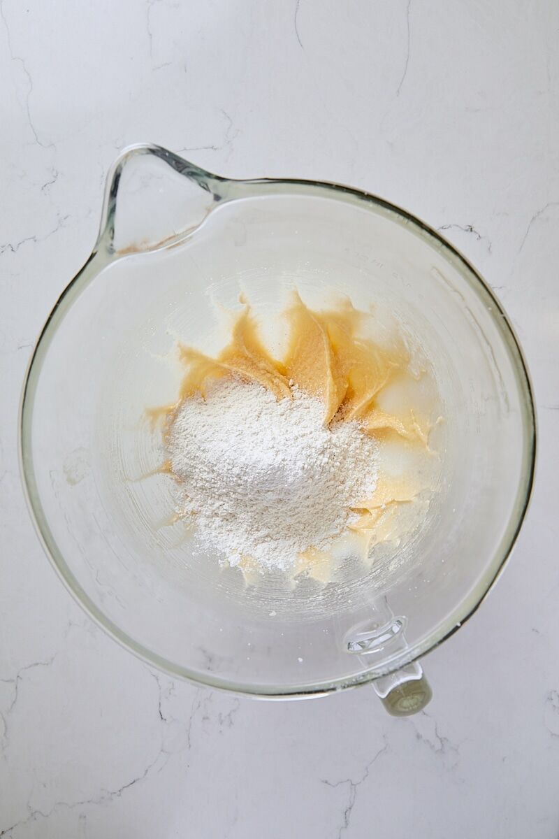 Dry ingredients added to batter