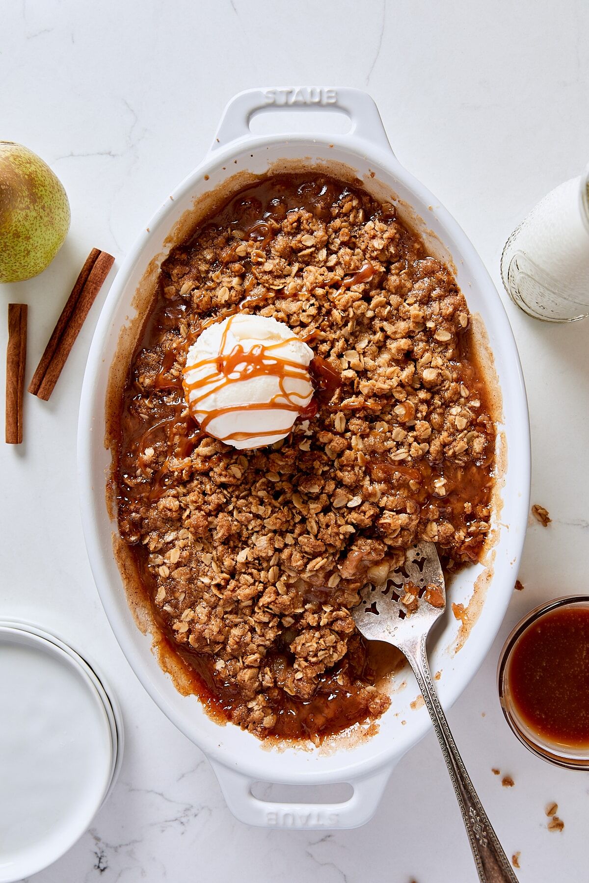 Oatmeal Pear Crisp with Caramel