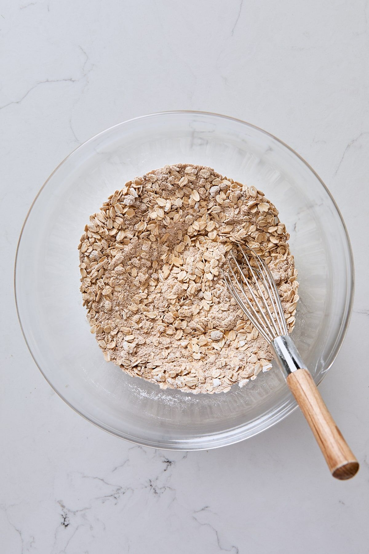 Oat mixture whisked together in glass bowl