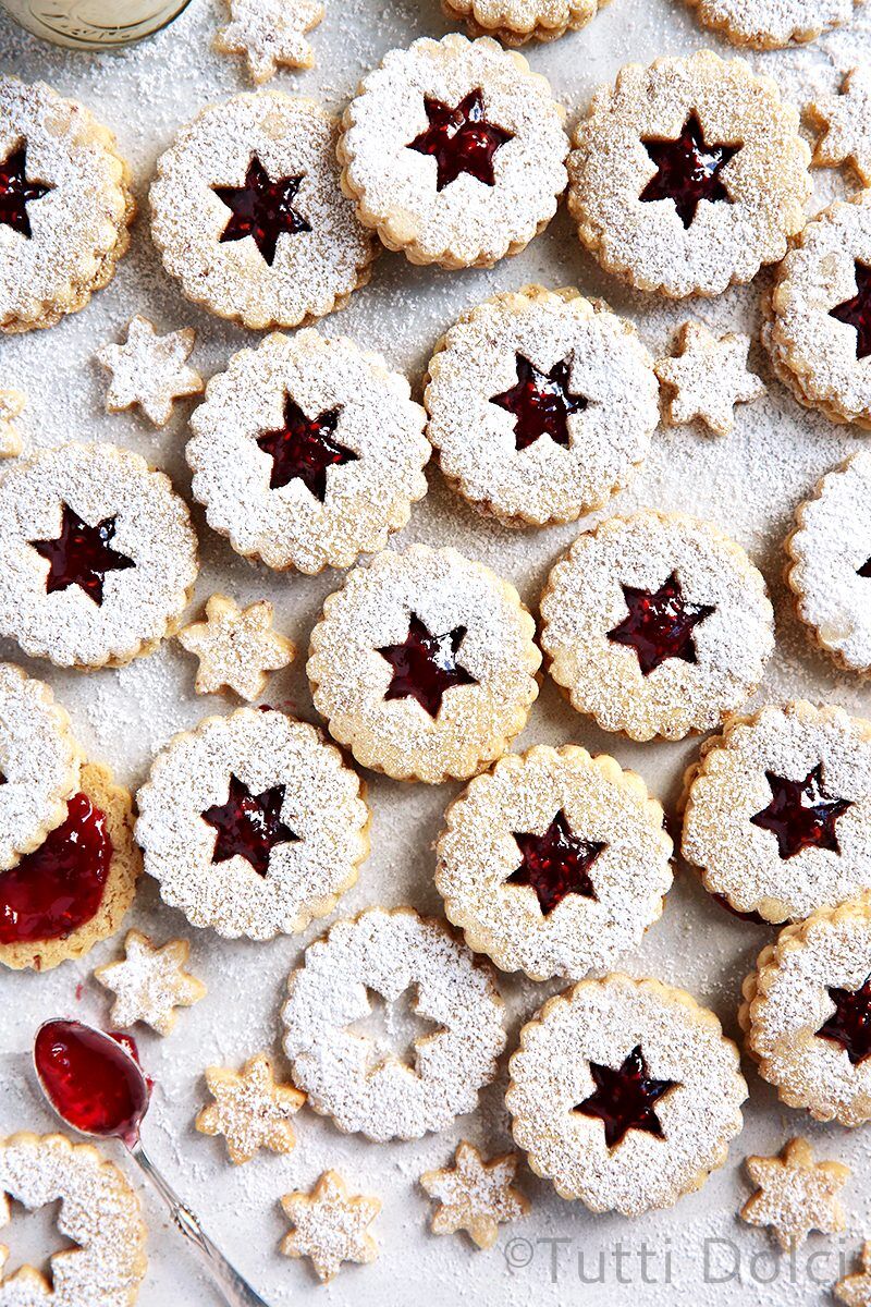 Raspberry Pecan Linzer Cookies