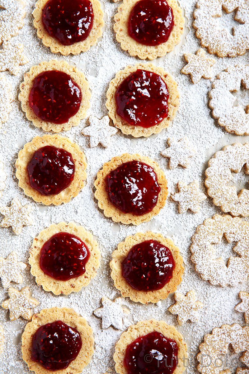 Raspberry Pecan Linzer Cookies